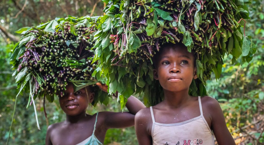 Girls carrying vegetables in Yangambi. Photo by Axel Fassio/CIFOR.