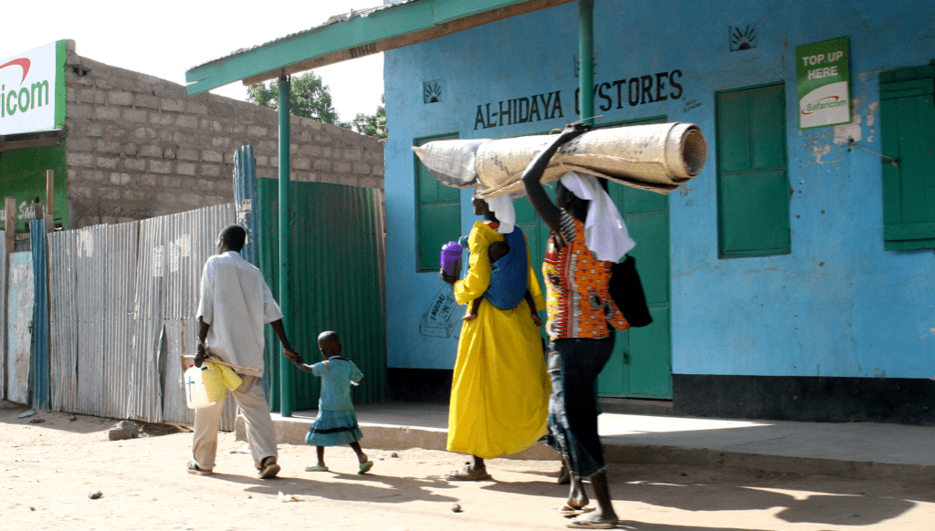 People walking down the street in Kenya. Photo by Elizabeth T. Robinson.