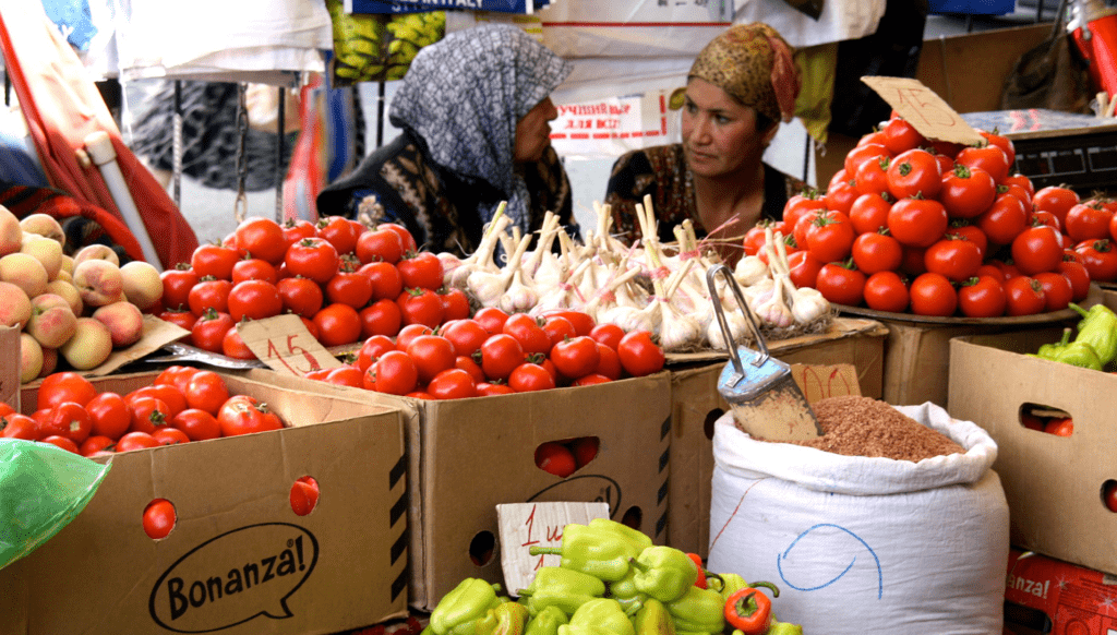 The Osh Bazaar in Kyrgystan. Photo by Dana Astmann, courtesy of Flickr Creative Commons.