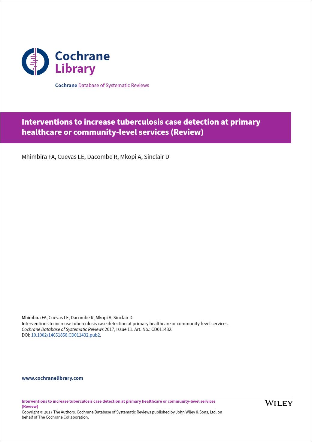 Interventions to increase tuberculosis case detection at primary healthcare or community‐level services