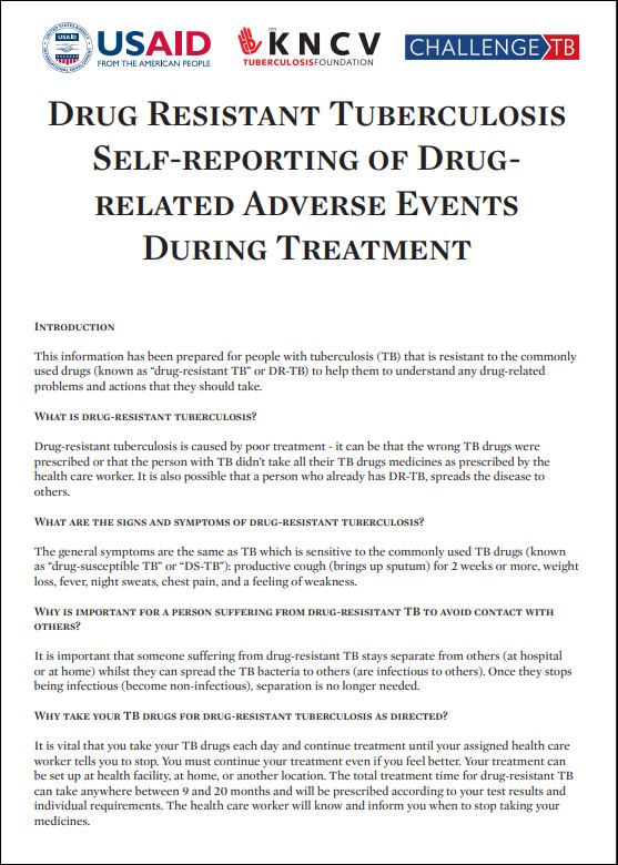 Drug-Resistant TB Self-Reporting of Drug-Related Adverse Events During Treatment