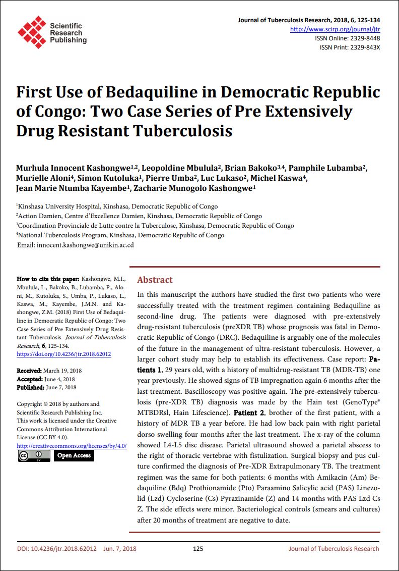 Factors Associated with Mortality among Multidrug-Resistant Tuberculosis MDR/RR-TB Patients in Democratic Republic of Congo