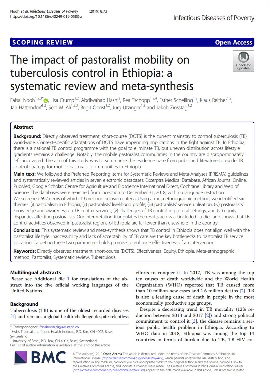 The impact of pastoralist mobility on tuberculosis control in Ethiopia: a systematic review and meta-synthesis