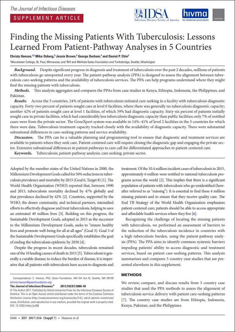 Finding the Missing Patients With Tuberculosis: Lessons Learned From Patient-Pathway Analyses in 5 Countries