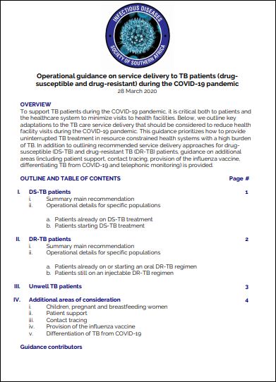 Operational guidance on service delivery to TB patients (drug-susceptible and drug-resistant) during the COVID-19 pandemic