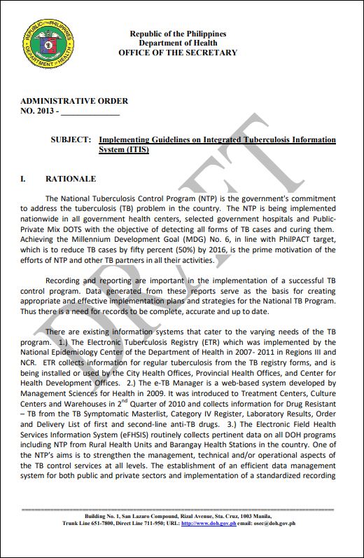 Implementing Guidelines on Integrated Tuberculosis Information System