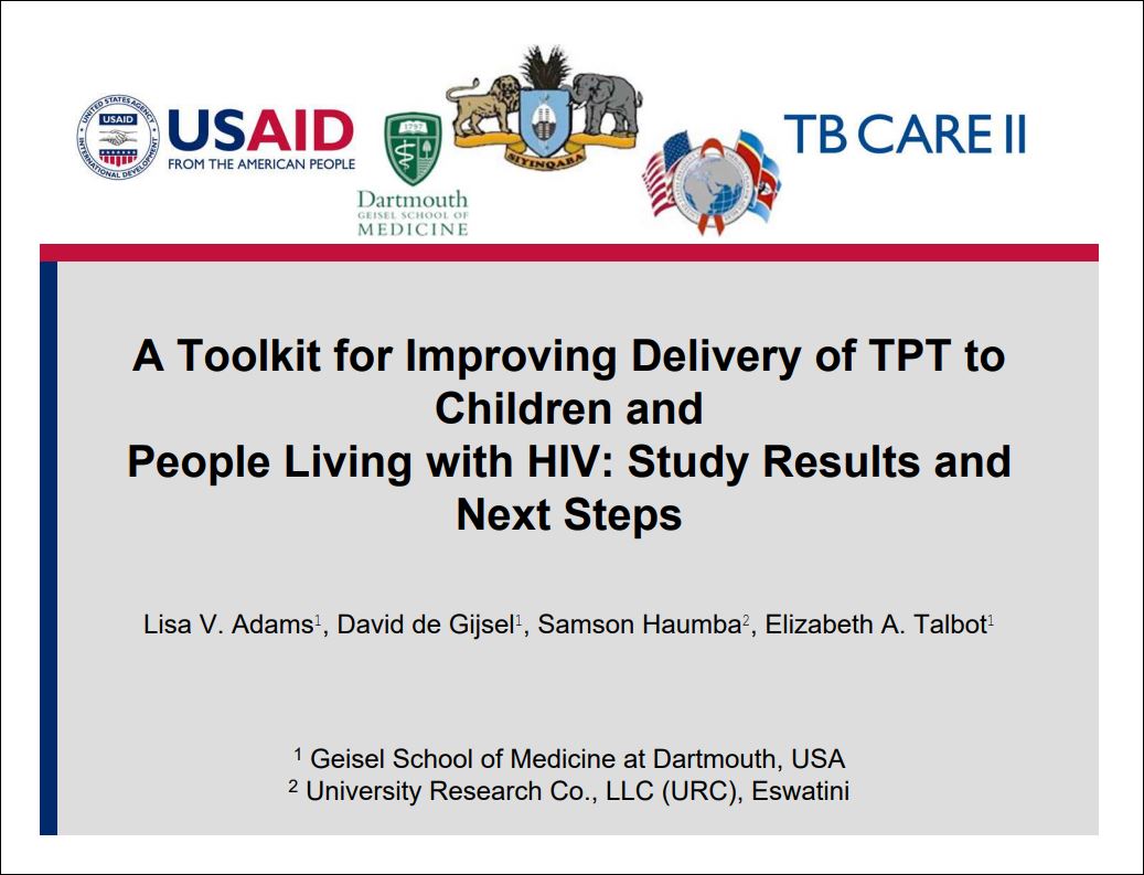 A Toolkit for Improving Delivery of TPT to Children and People Living with HIV: Study Results and Next Steps