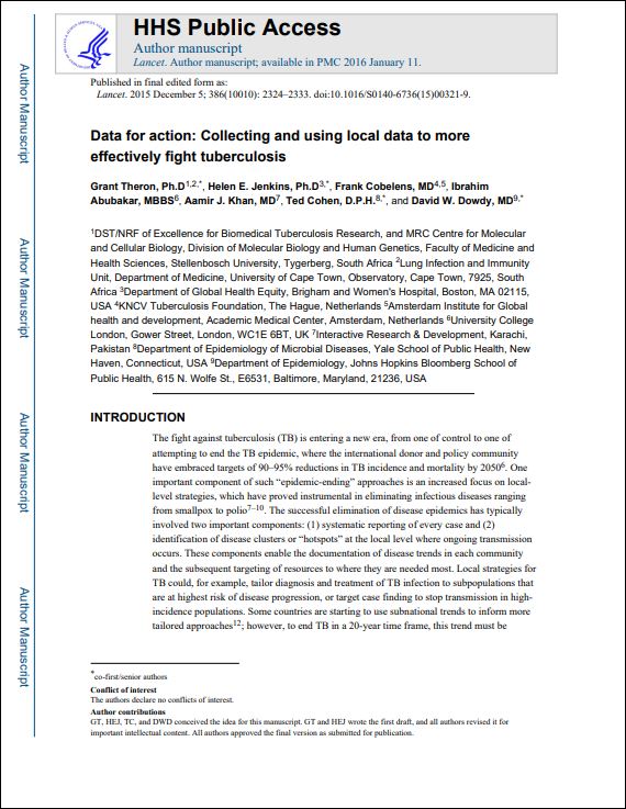 Data for action: Collecting and using local data to more effectively fight tuberculosis