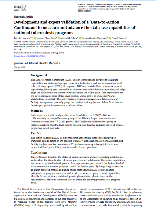 Development and expert validation of a ‘Data-to-Action Continuum’ to measure and advance the data-use capabilities of national tuberculosis programs