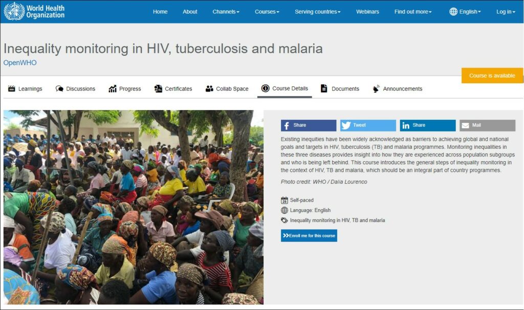 WHO Inequality Monitoring in HIV, tuberculosis and malaria