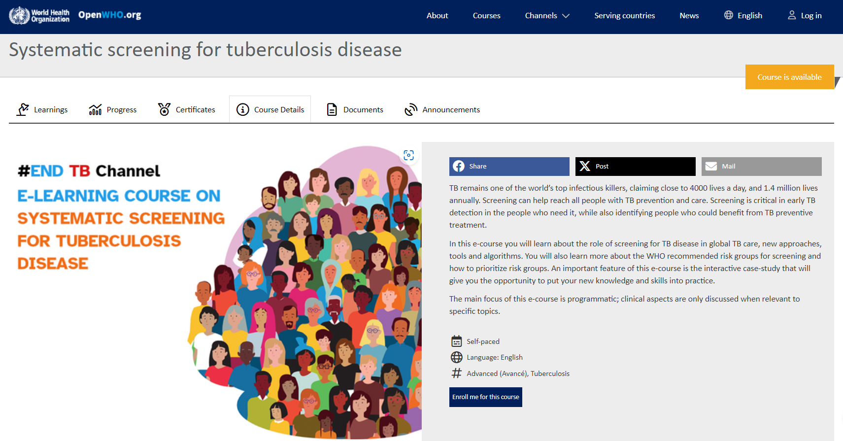 Systematic screening for tuberculosis disease