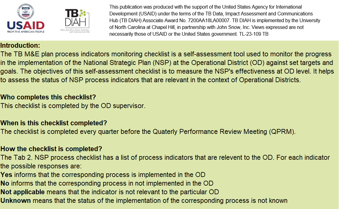 Cambodia M&E Plan Indicator Checklist (OD Level)