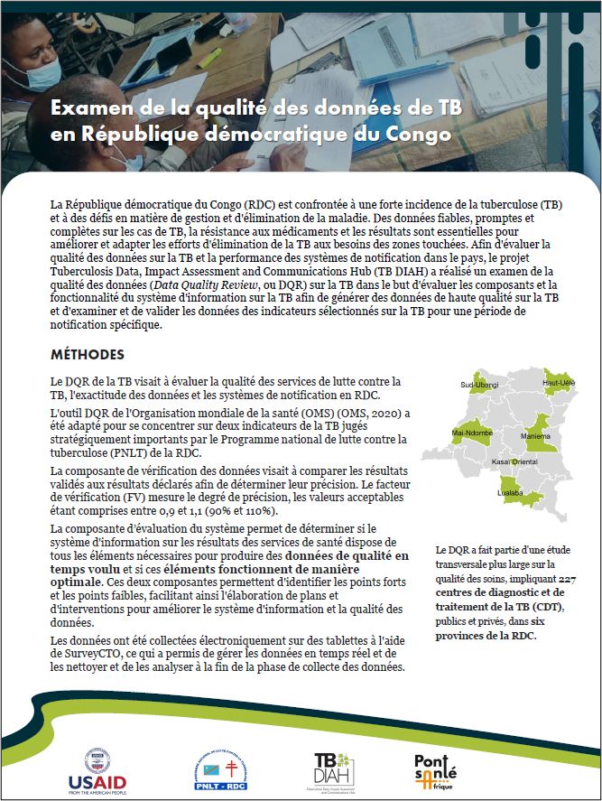 Examen de la qualité des données de tuberculose en République démocratique du Congo: Infographie